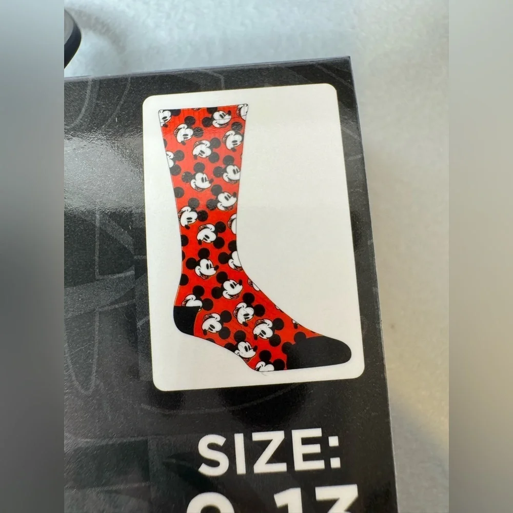 Disney Mickey Mouse Crew Socks vibrant color with Black Accents unisex